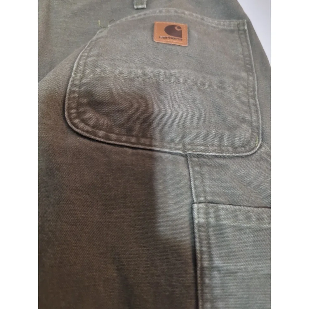 Carhartt Dungaree Carpenter Canvas Pants Men 38x34 Washed Duck Work B11 MOS